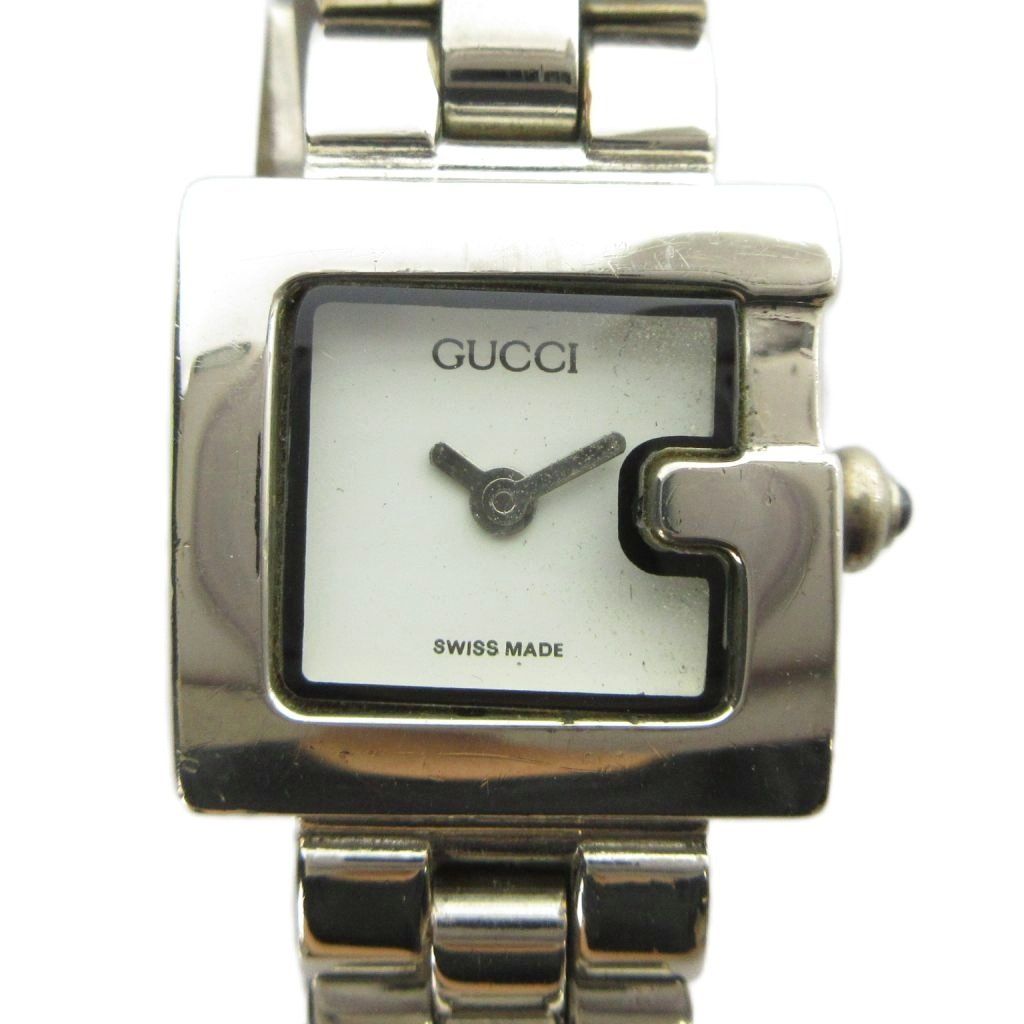 Gucci Watch Quartz Logo Square White Dial Silver