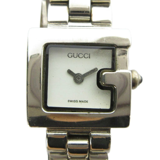 Gucci Watch Quartz Logo Square White Dial Silver