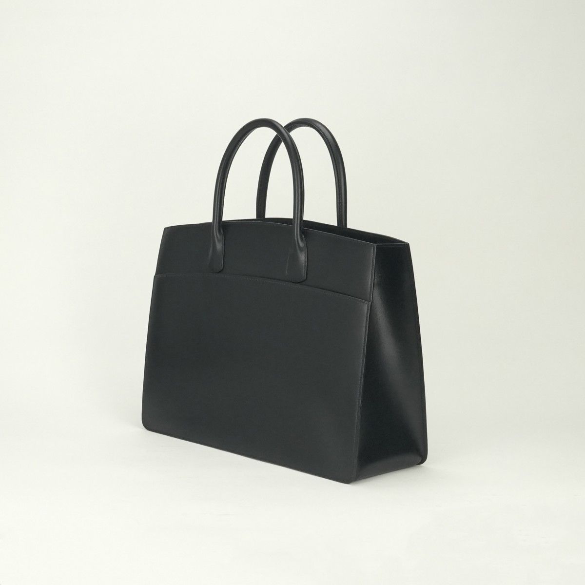 Hermes White Bus GM Business Briefcase Box Calf Noir Black Gold — view 2