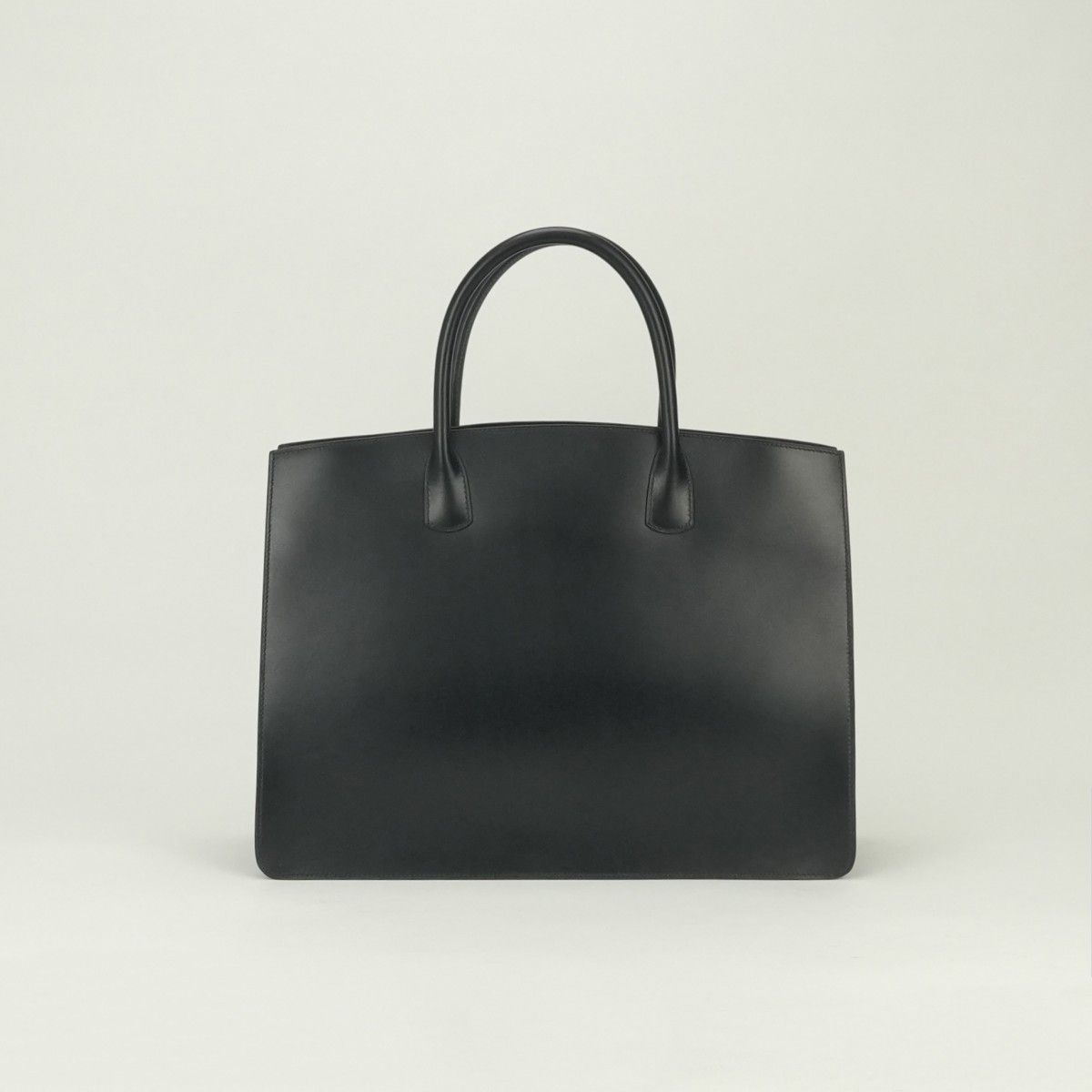 Hermes White Bus GM Business Briefcase Box Calf Noir Black Gold — view 3