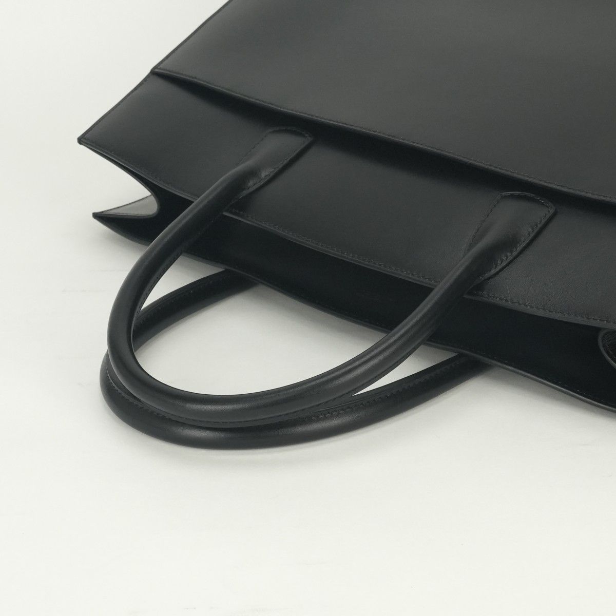 Hermes White Bus GM Business Briefcase Box Calf Noir Black Gold — view 4
