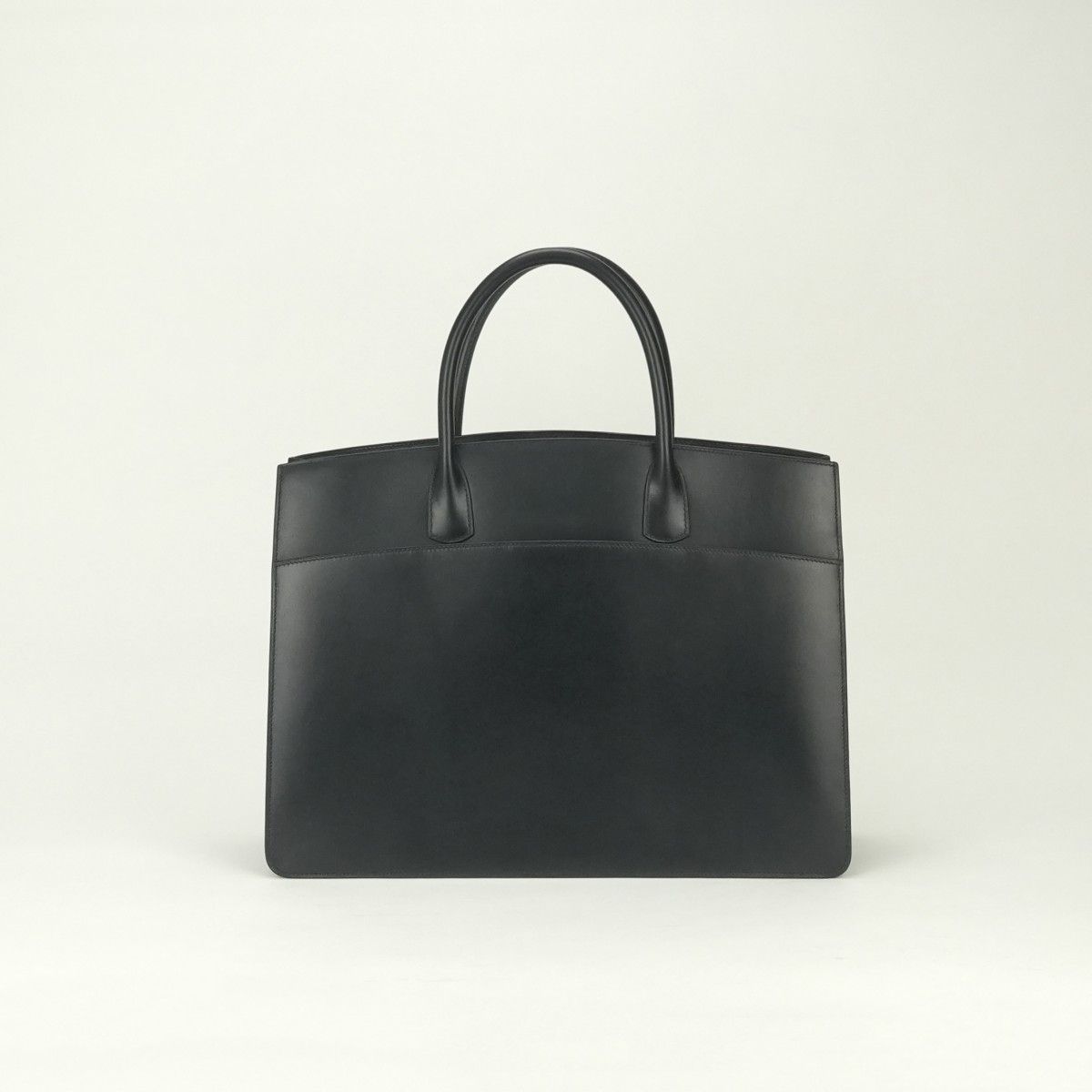 Hermes White Bus GM Business Briefcase Box Calf Noir Black Gold
