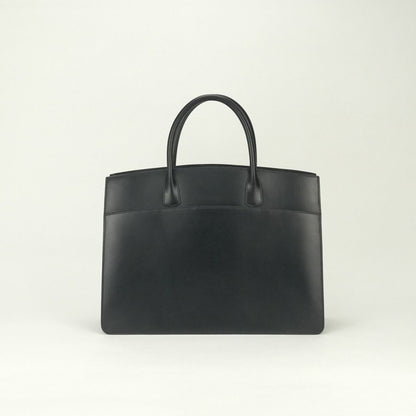 Hermes White Bus GM Business Briefcase Box Calf Noir Black Gold
