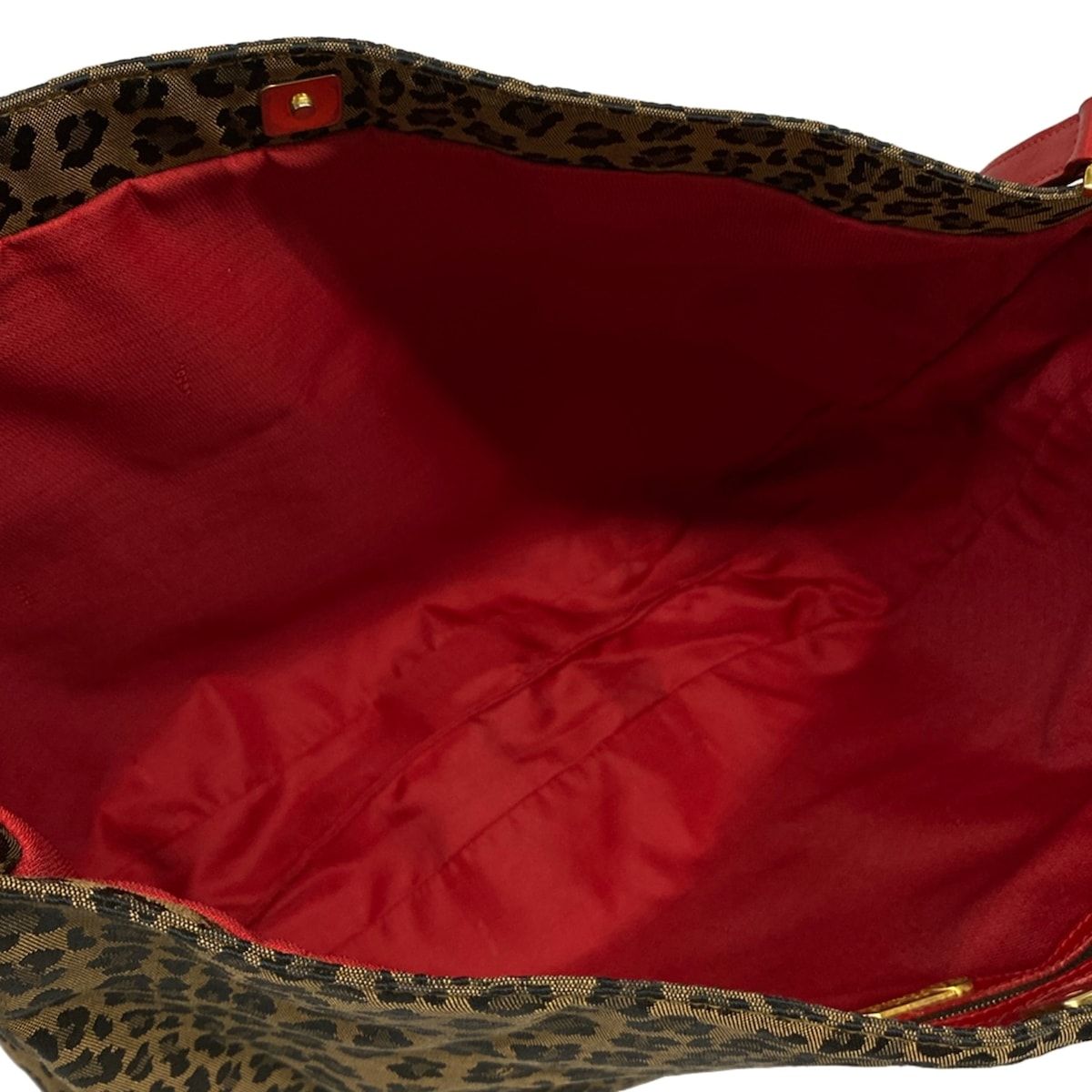 Fendi Shoulder Bag Khaki Black Red Leopard Print Leather — view 7