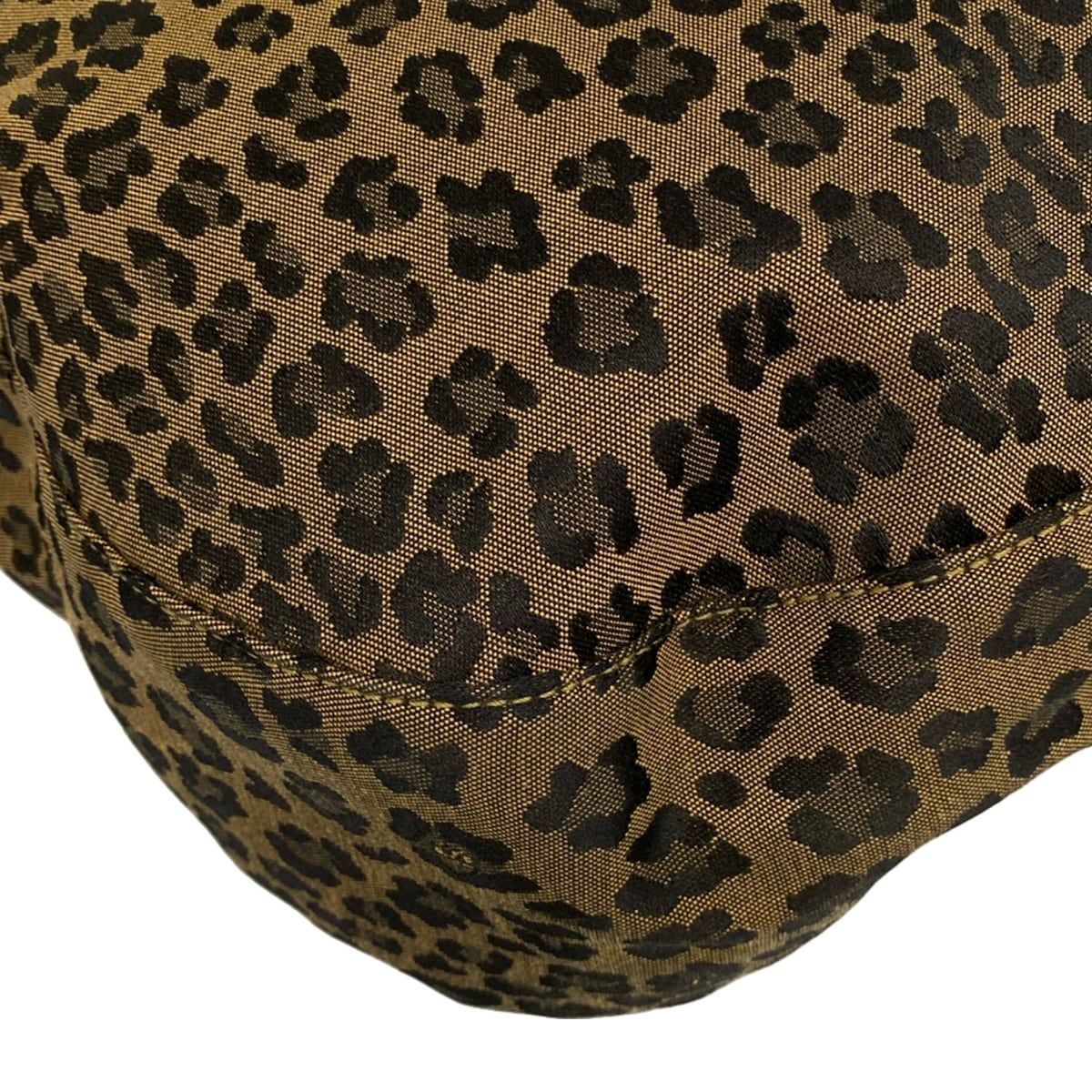 Fendi Shoulder Bag Khaki Black Red Leopard Print Leather — view 6