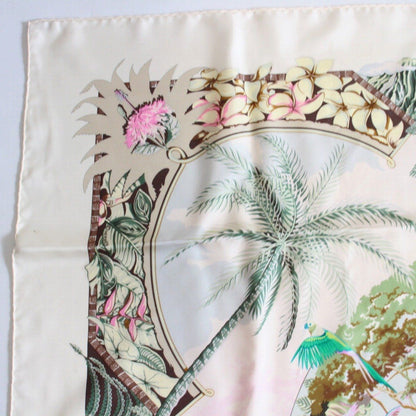 Hermes Carre 90 Scarf Aloha 100% Silk White Pawn — view 2