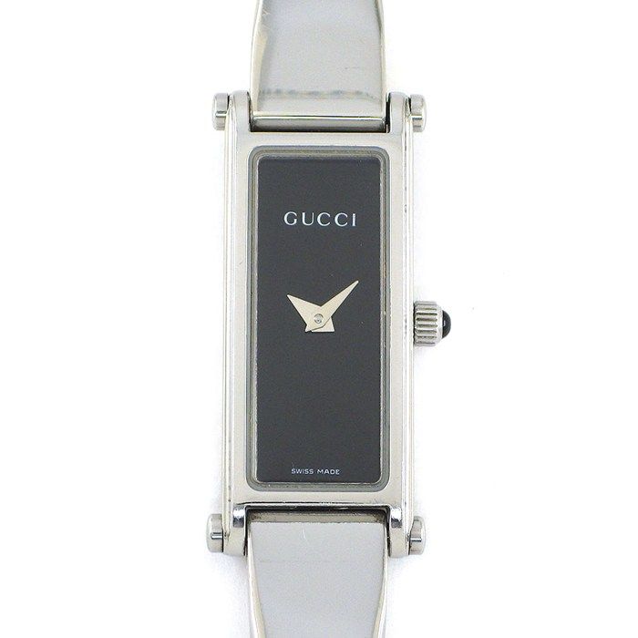 Gucci Watch Bracelet Horsebit Rectangular Black Dial SS Quartz Analog