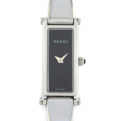 Gucci Watch Bracelet Horsebit Rectangular Black Dial SS Quartz Analog