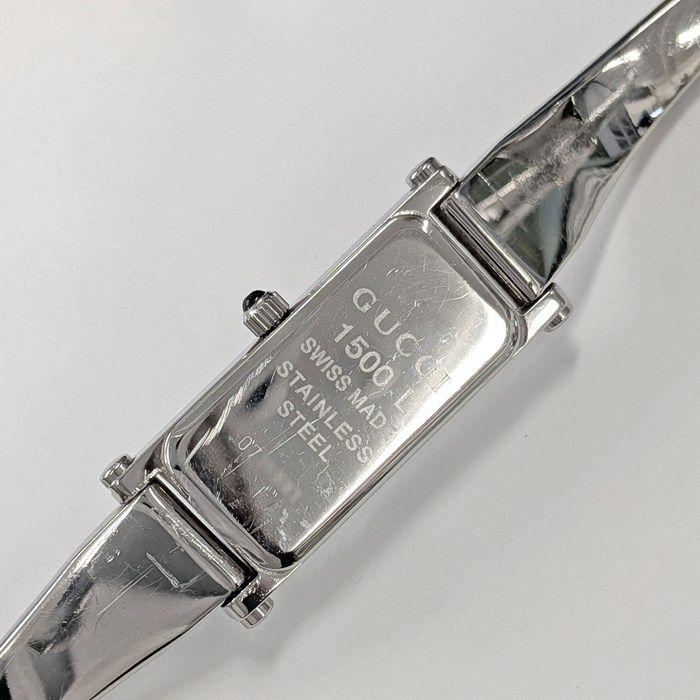 Gucci Watch Bracelet Horsebit Rectangular Black Dial SS Quartz Analog — view 4