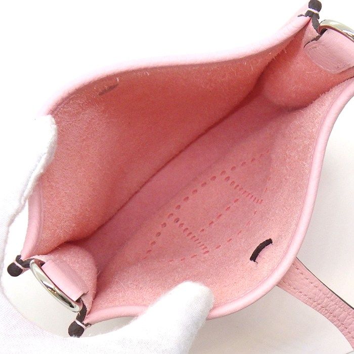 Hermes Shoulder Bag Evelyne TPM Amazon Rose Sakura Taurillon Clemence Silver — view 5