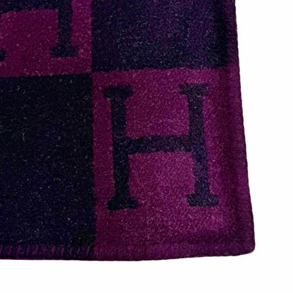 Hermes Vintage Avalon Logo Cashmere Blend Large Purple Blanket — view 3