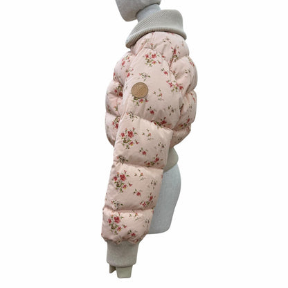 Louis Vuitton Floral Print Lining Monogram LV Leather Patch Down Jacket Pink 34 — view 2