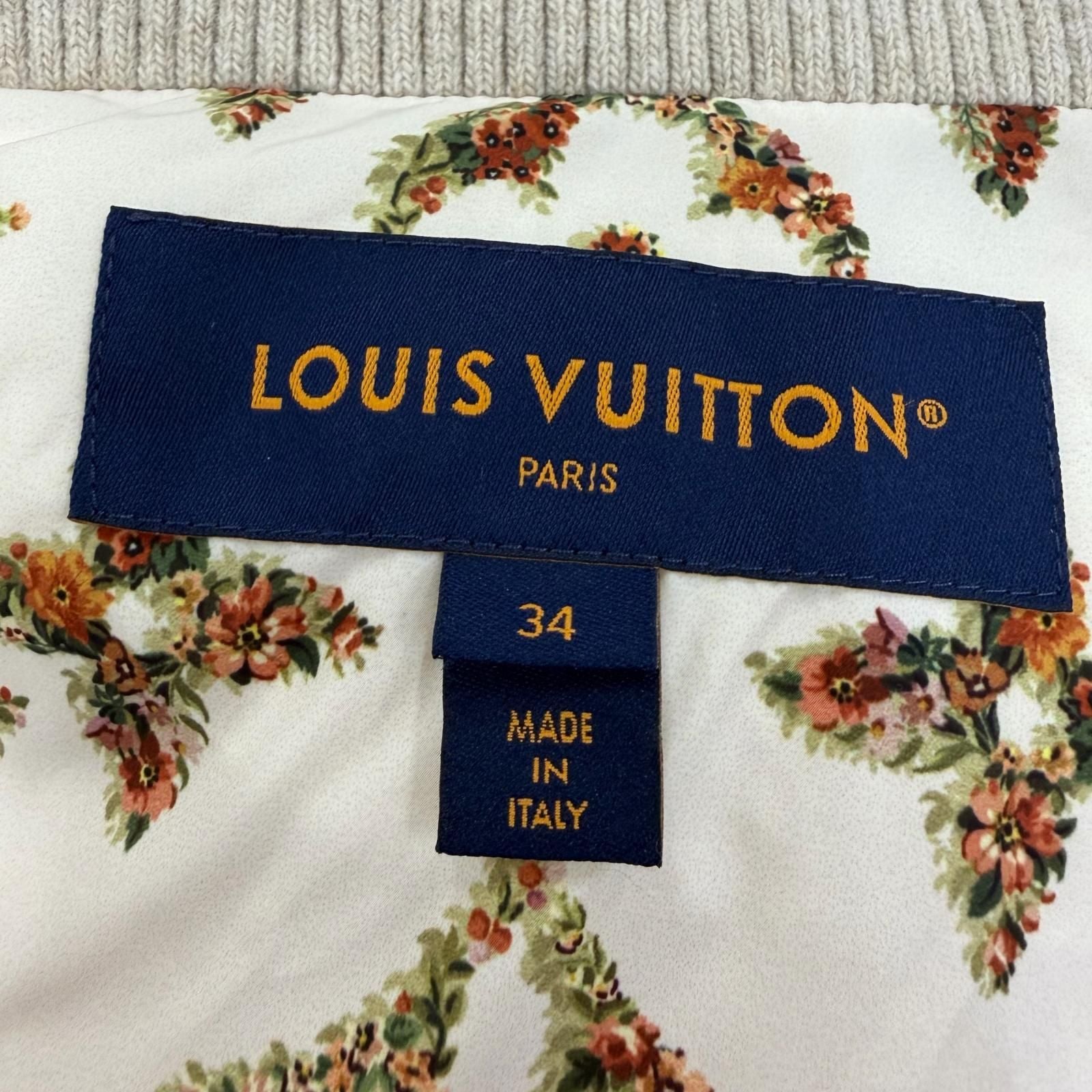 Louis Vuitton Floral Print Lining Monogram LV Leather Patch Down Jacket Pink 34 — view 8