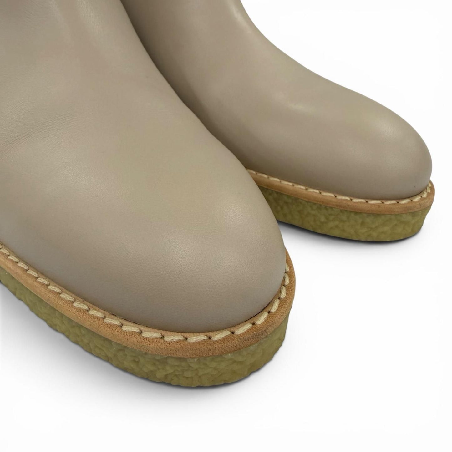 Hermes Foustin Silver Kelly Buckle Leather Long Boots Light Beige — view 8