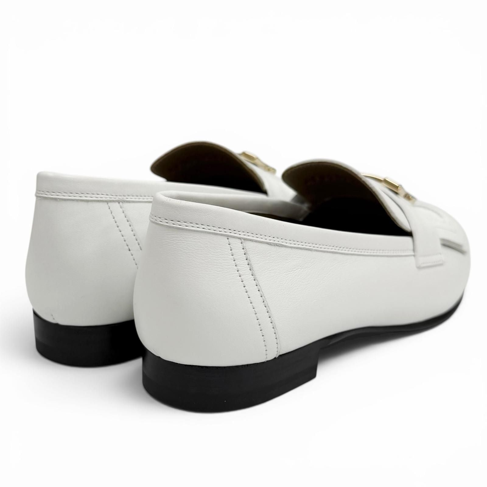 Hermes Moccasins Royale Gold With Logo Loafers White Box 37 — view 3