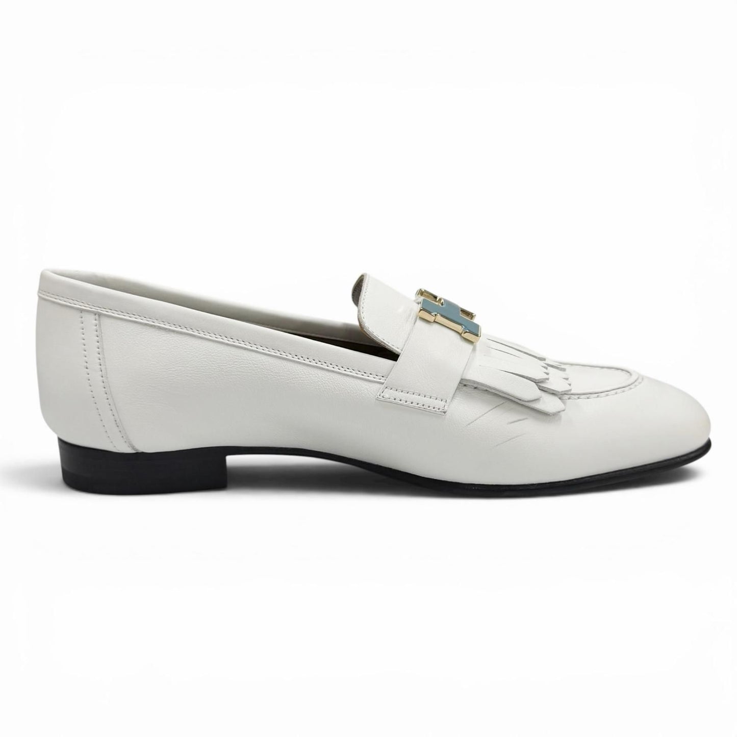 Hermes Moccasins Royale Gold With Logo Loafers White Box 37 — view 6