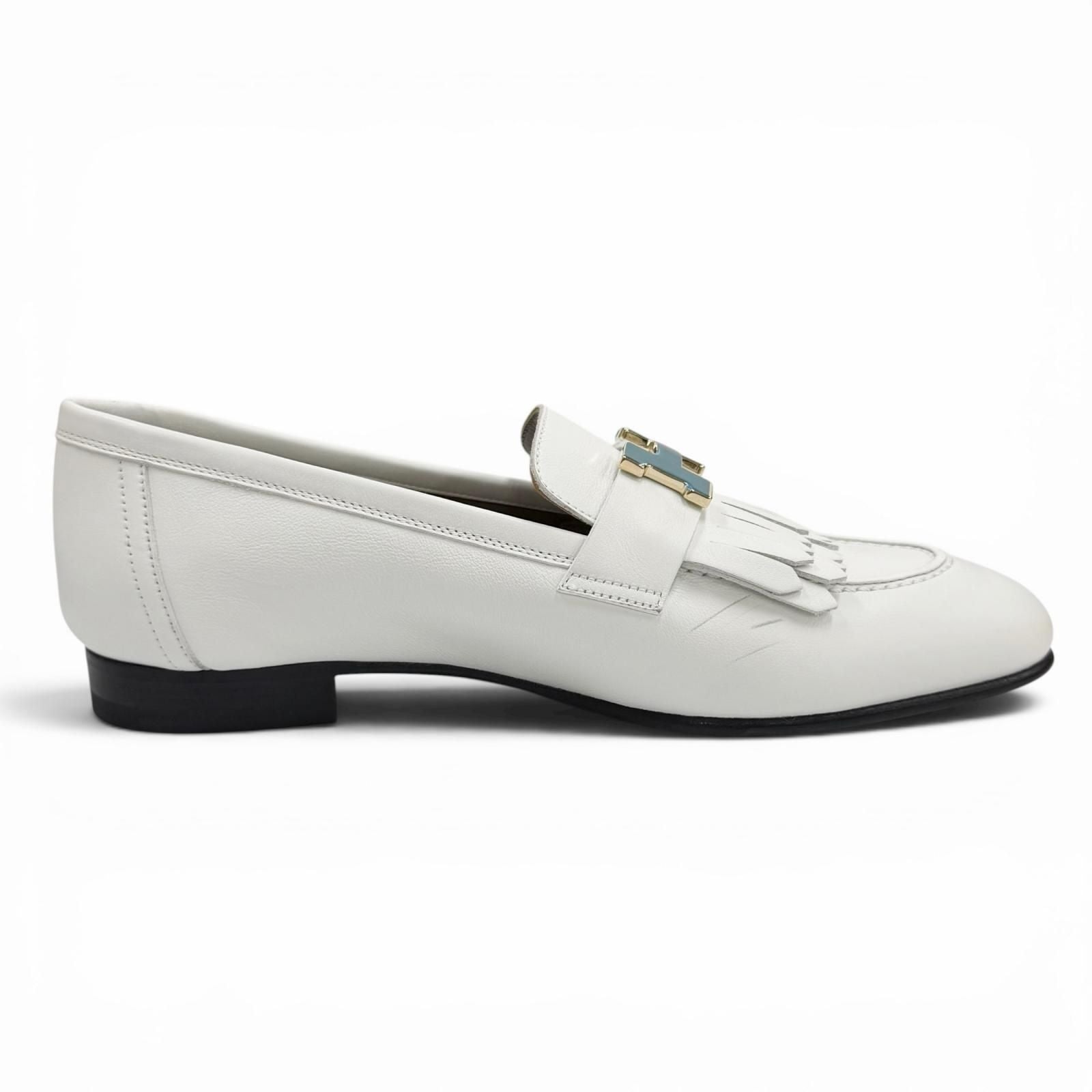 Hermes Moccasins Royale Gold With Logo Loafers White Box 37 — view 6