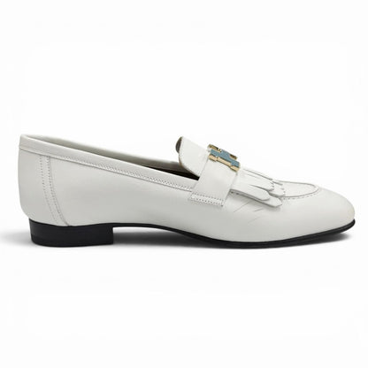 Hermes Moccasins Royale Gold With Logo Loafers White Box 37 — view 6