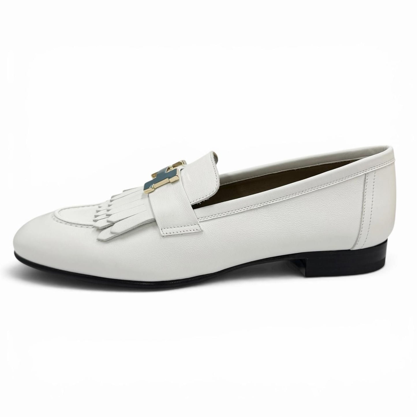 Hermes Moccasins Royale Gold With Logo Loafers White Box 37 — view 5