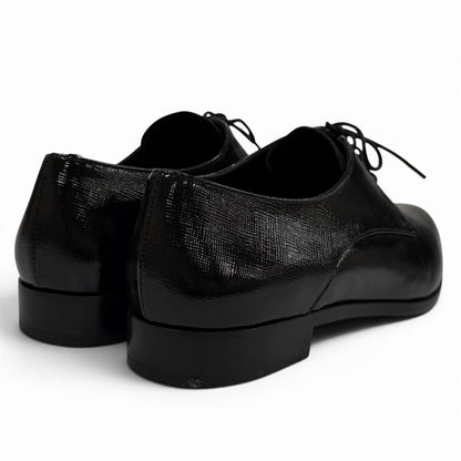Prada Leather Pointed Toe Lace Up Shoes Dress Black — view 3