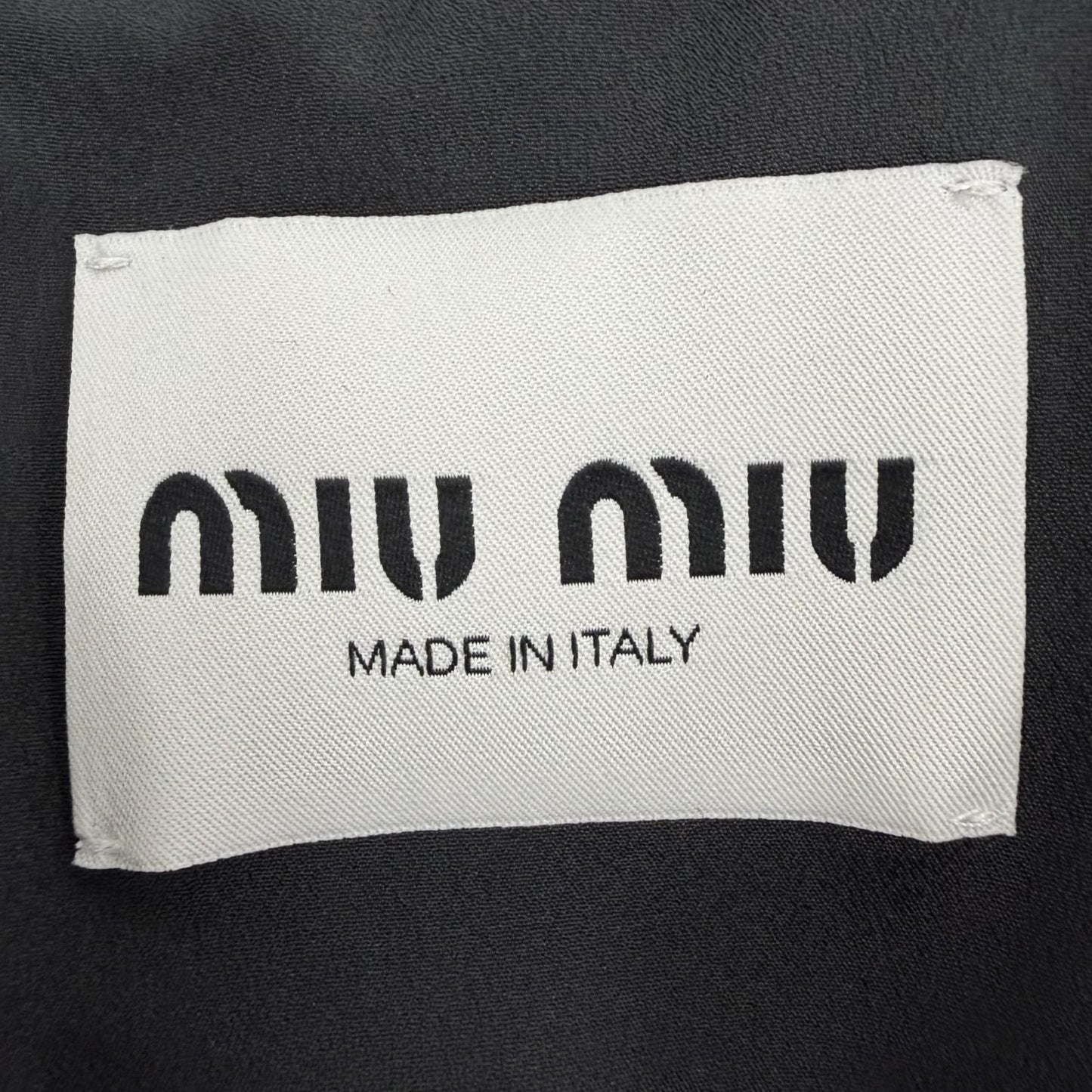 Miu Miu Virgin Wool Logo Belt Pleated Mini Dress Black 40 — view 7