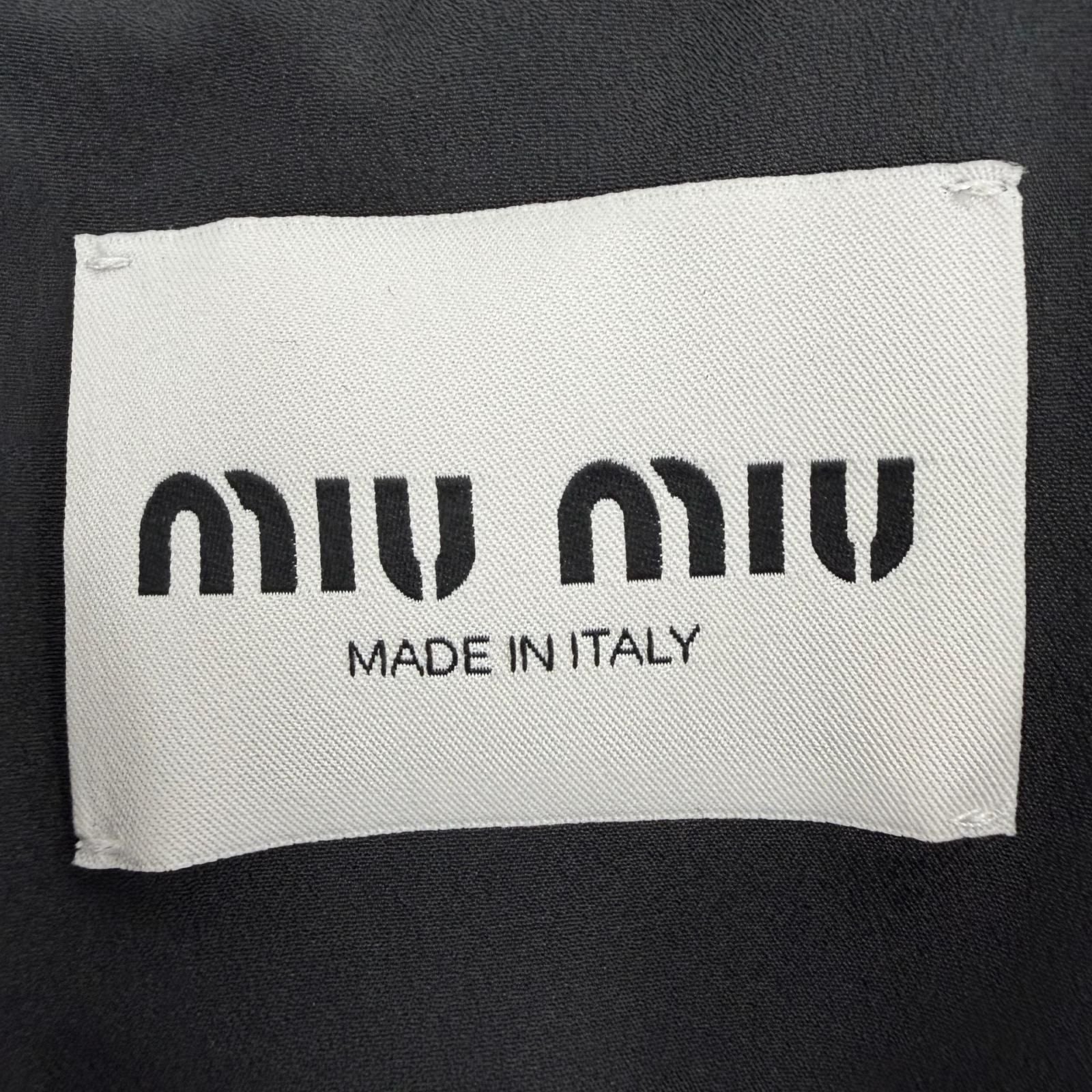 Miu Miu Virgin Wool Logo Belt Pleated Mini Dress Black 40 — view 7