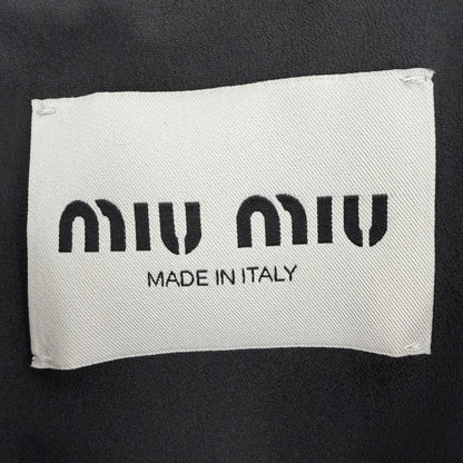 Miu Miu Virgin Wool Logo Belt Pleated Mini Dress Black 40 — view 7
