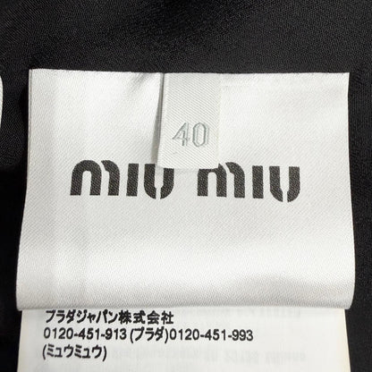 Miu Miu Virgin Wool Logo Belt Pleated Mini Dress Black 40 — view 8