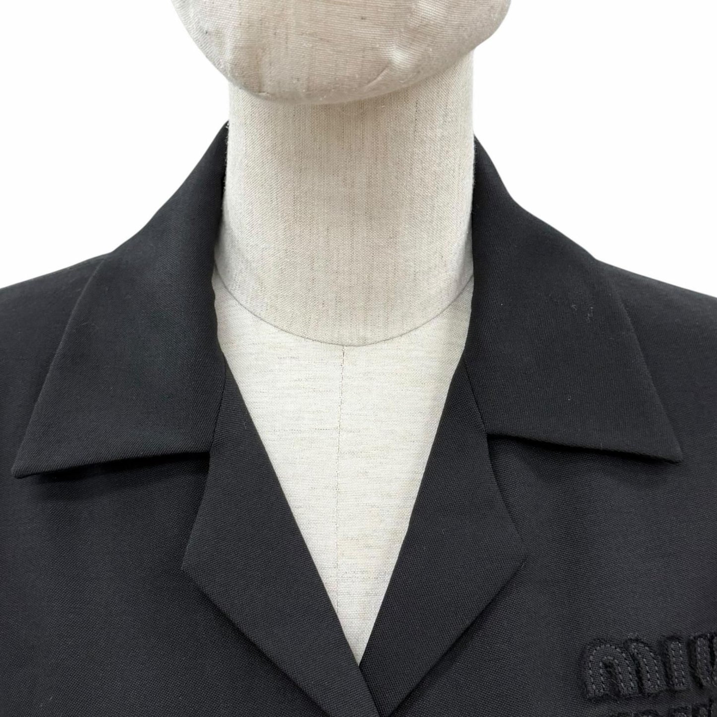 Miu Miu Virgin Wool Logo Belt Pleated Mini Dress Black 40 — view 4