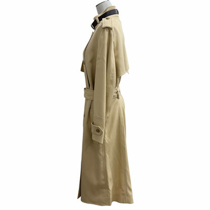Louis Vuitton Wool Blend LV Logo Gold Button Belt Color Trench Coat Beige 38 — view 2