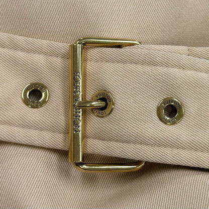 Louis Vuitton Wool Blend LV Logo Gold Button Belt Color Trench Coat Beige 38 — view 6