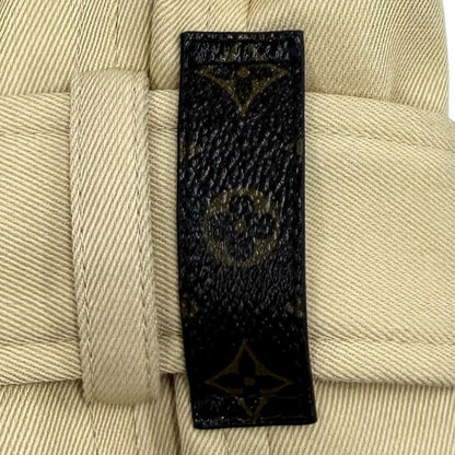 Louis Vuitton Wool Blend LV Logo Gold Button Belt Color Trench Coat Beige 38 — view 8