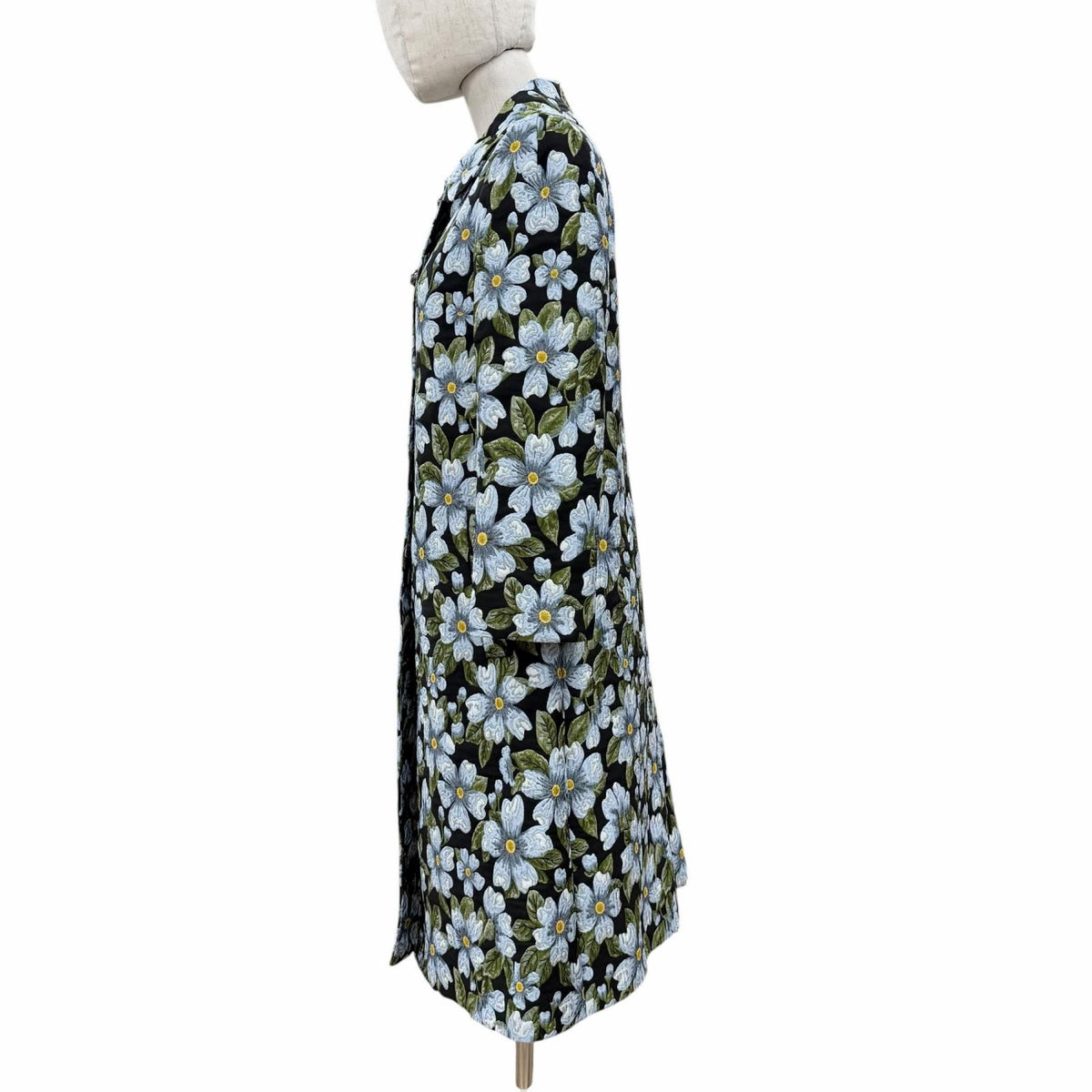 Dolce & Gabbana Logo Button Flower with Stone Jacquard Coat Black Multi 40 — view 2