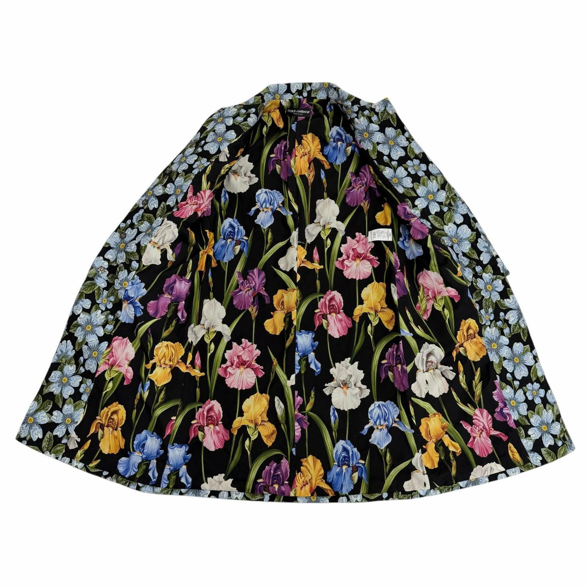 Dolce & Gabbana Logo Button Flower with Stone Jacquard Coat Black Multi 40 — view 5