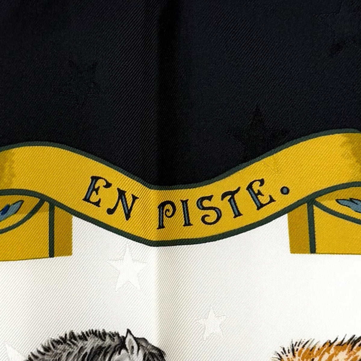Hermes Carre 90 En Piste On Stage 100% Silk Scarf White Black — view 7