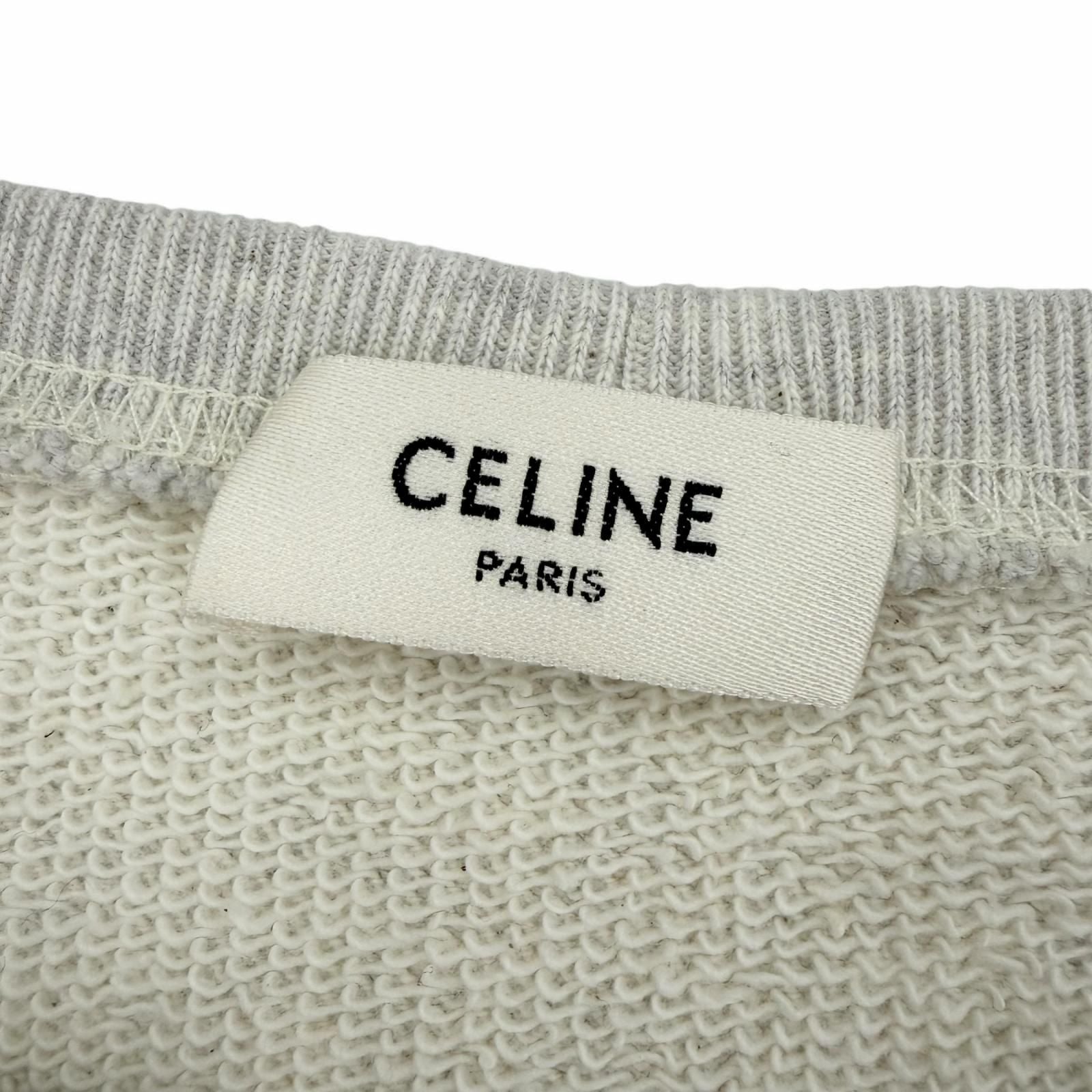 Celine 100% Cotton Logo Fleece Loose Sweatshirt Light Gray — view 6