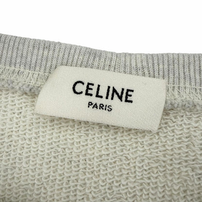Celine 100% Cotton Logo Fleece Loose Sweatshirt Light Gray — view 6