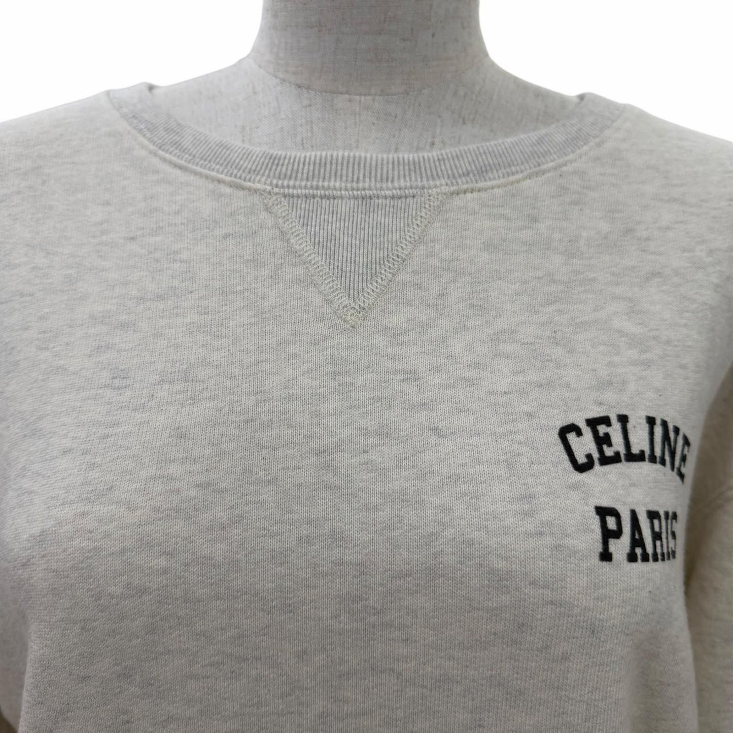 Celine 100% Cotton Logo Fleece Loose Sweatshirt Light Gray — view 4