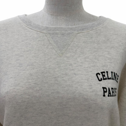 Celine 100% Cotton Logo Fleece Loose Sweatshirt Light Gray — view 4