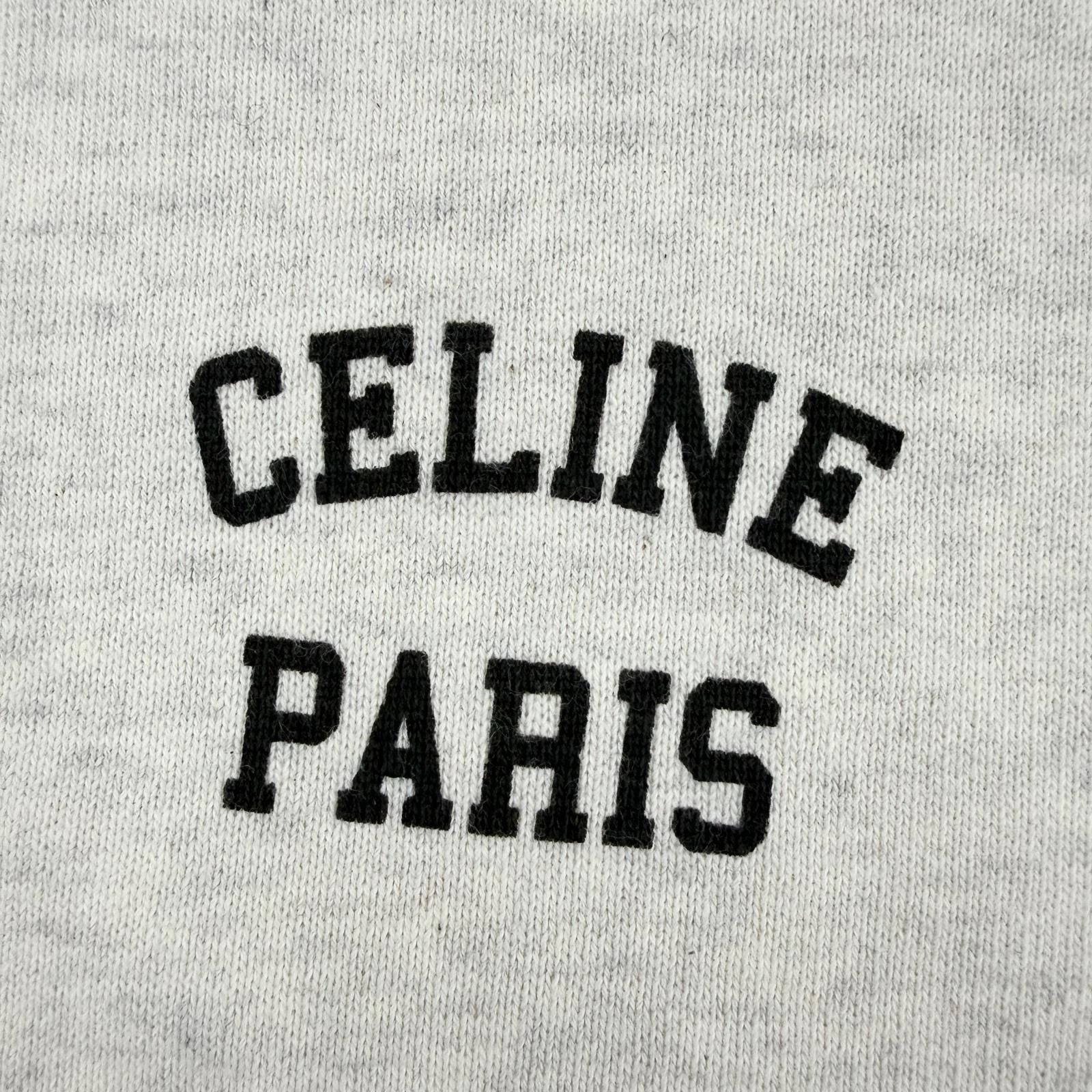 Celine 100% Cotton Logo Fleece Loose Sweatshirt Light Gray — view 5