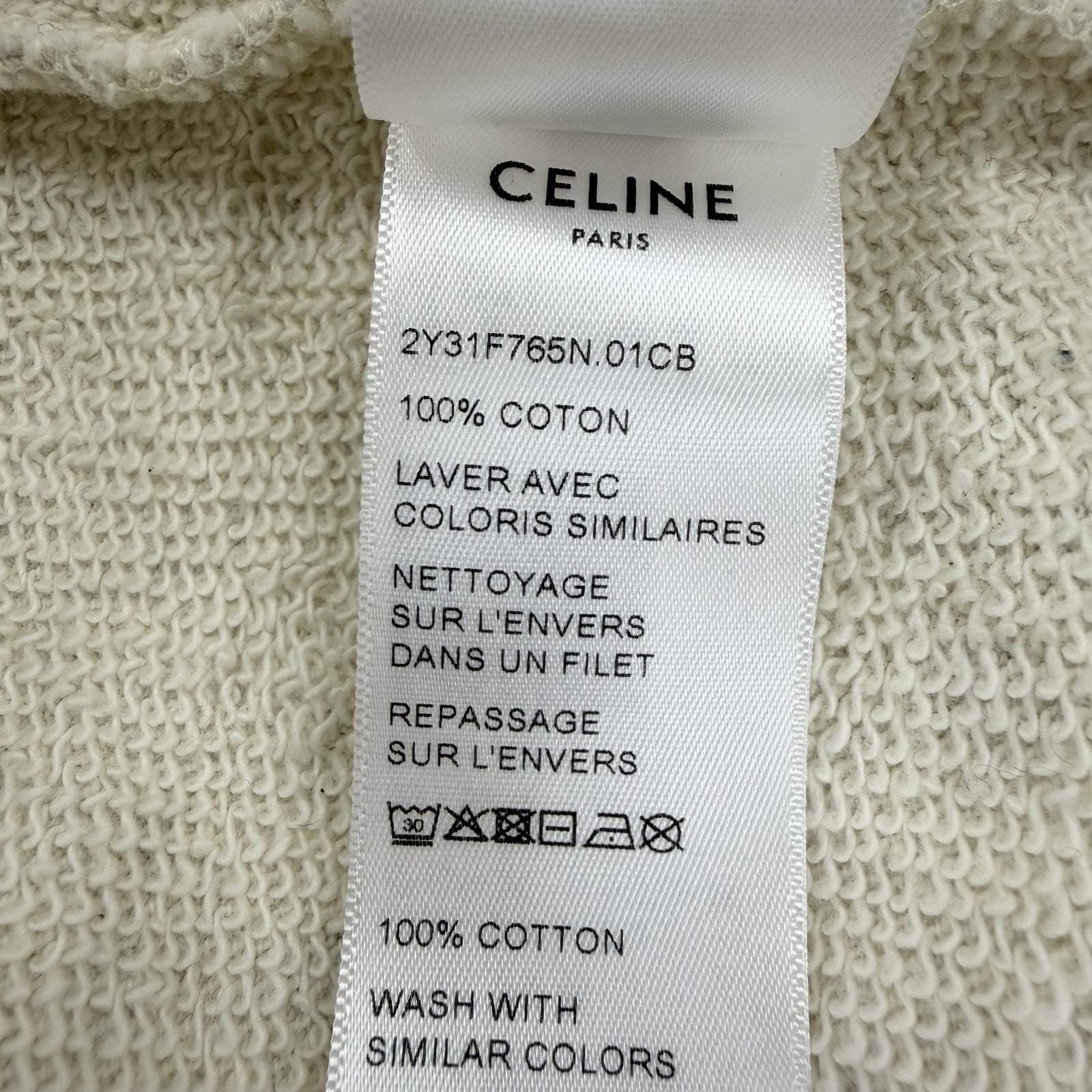 Celine 100% Cotton Logo Fleece Loose Sweatshirt Light Gray — view 8