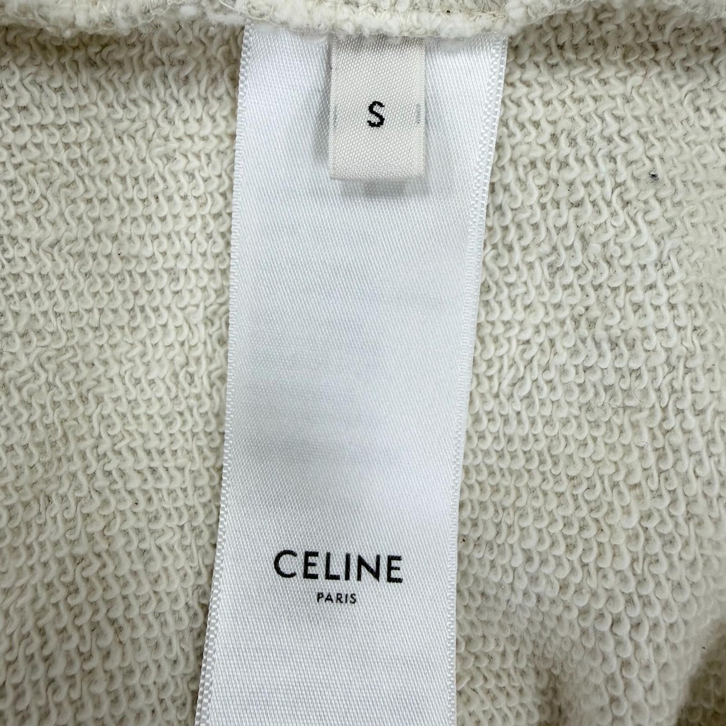 Celine 100% Cotton Logo Fleece Loose Sweatshirt Light Gray — view 7