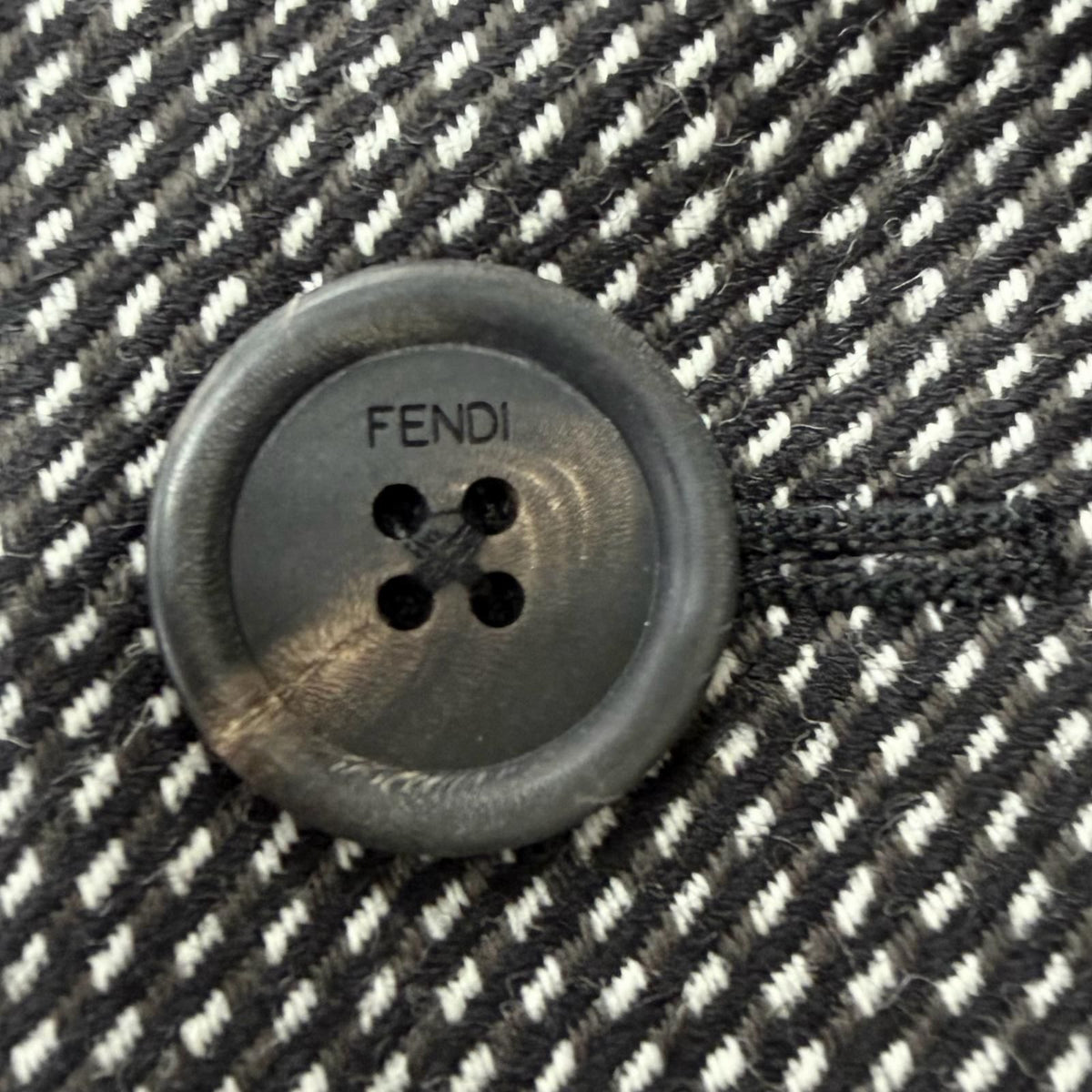 Fendi 100% Wool Deformed Lapel All Over Pattern Long Chesterfield Gray 50 Jacket — view 6
