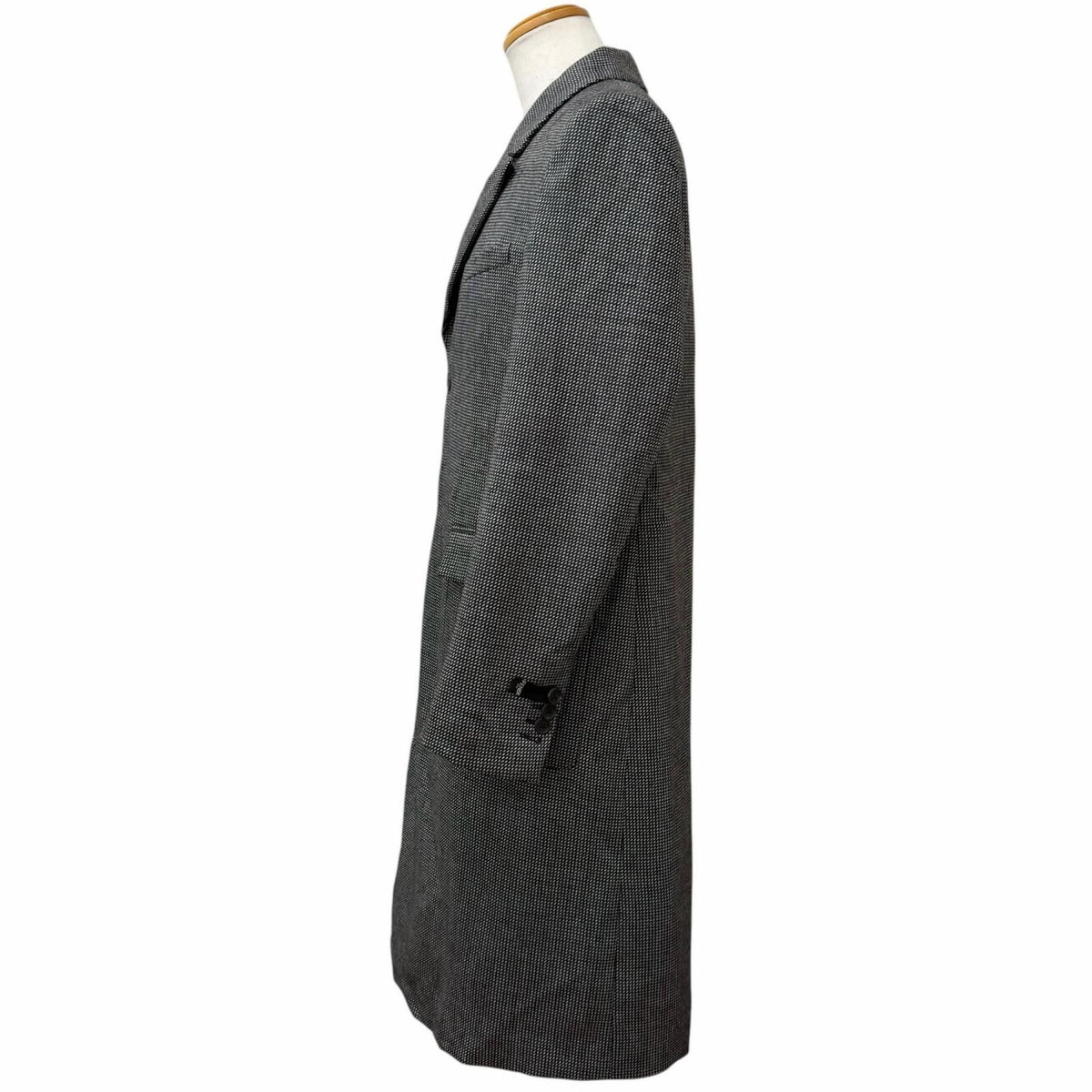 Fendi 100% Wool Deformed Lapel All Over Pattern Long Chesterfield Gray 50 Jacket — view 3