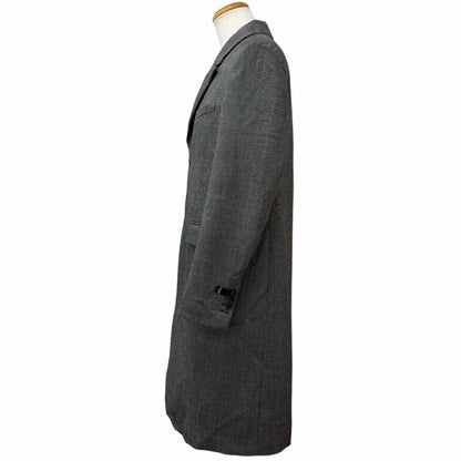 Fendi 100% Wool Deformed Lapel All Over Pattern Long Chesterfield Gray 50 Jacket — view 3