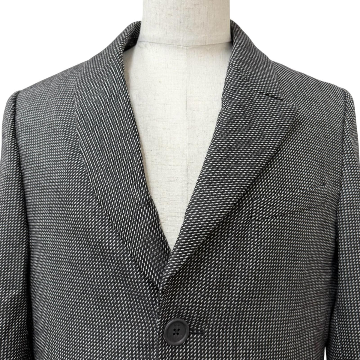 Fendi 100% Wool Deformed Lapel All Over Pattern Long Chesterfield Gray 50 Jacket — view 2