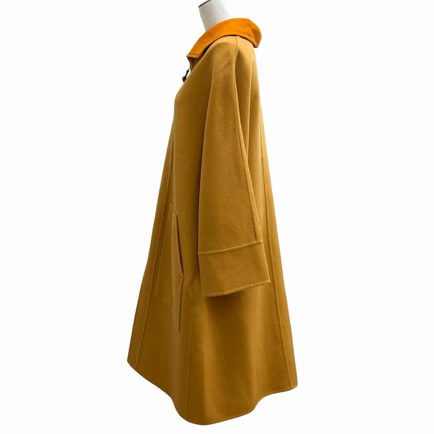 Hermes Cashmere Leather Zip Bicolor Long Coat Brown 34 — view 2