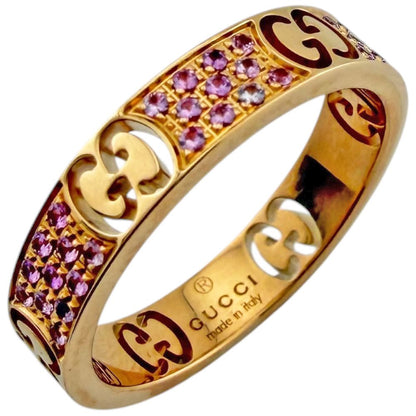 Gucci Icon Star Ring 18K Gold Pink Sapphire