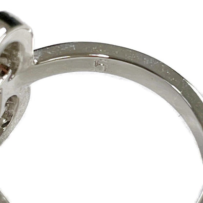 Dior Metal Rhinestone Heart Logo Ring Silver — view 6