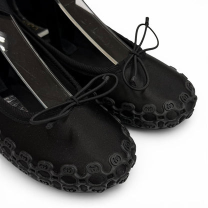 Gucci Satin Interlocking G Ribbon Lace Up Ballet Shoes Black Box 36 — view 8